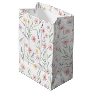 Bleke Waterverf Stijl Bloemen Roze Paars Geel Medium Cadeauzakje