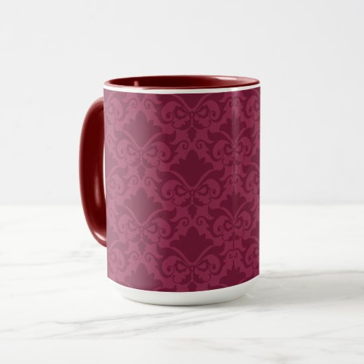 Bleke Wijn Damask Bows Mok (Voorkant links)