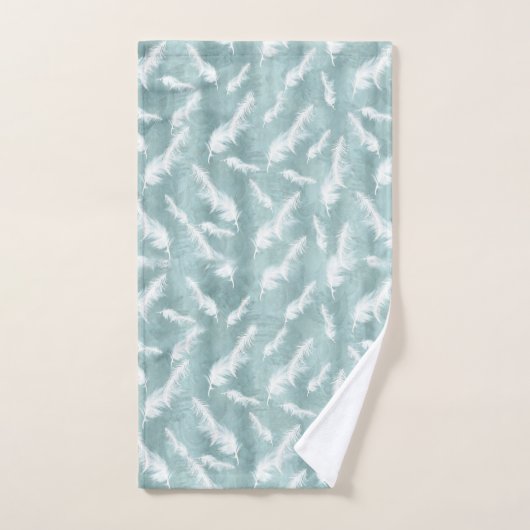 Bleke zachte pasteltinten, groen en veren bad handdoek (Handdoek)