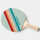 Bleke zeeglas gestreept met naam tafeltennisbatje (Zijkant)