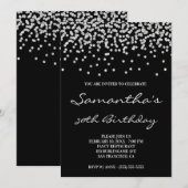 Bleke Zilveren Glitter Confetti Zwart Kaart (Voorkant / Achterkant)