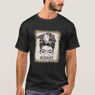 Bleken honkbal Gigi Messy Bun Game Day Moeders T-shirt