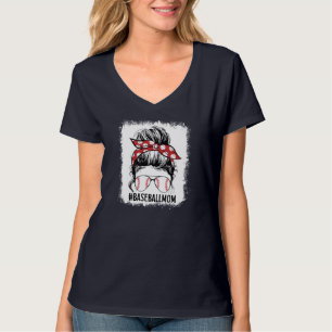 Bleken honkbal Mam Bun Game Day Moederdag T-shirt