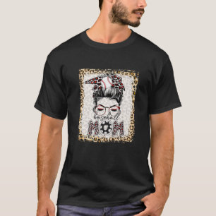Bleken honkbal Mam Bun Game Day Moeders D T-shirt