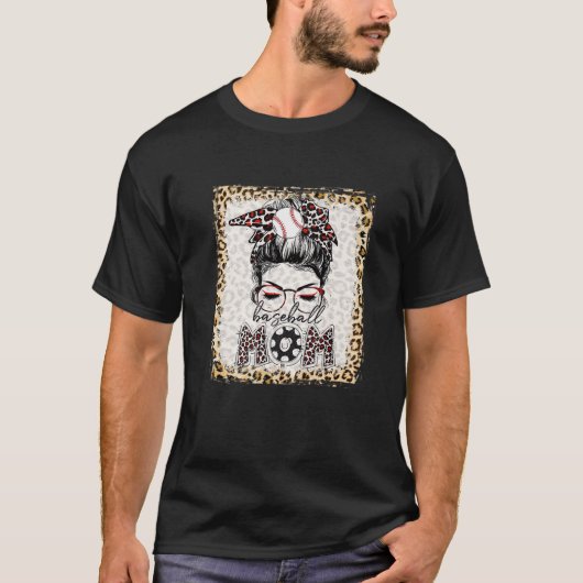 Bleken honkbal Mam Bun Game Day Moeders D T-shirt (Voorkant)