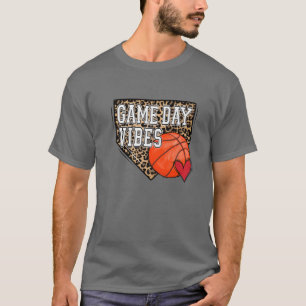 Bleken honkbalspel Dag Vibes Leopard Basketk T-shirt