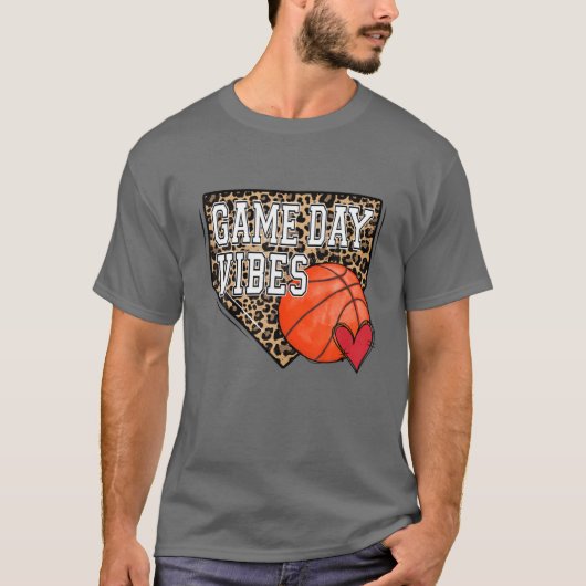 Bleken honkbalspel Dag Vibes Leopard Basketk T-shirt (Voorkant)
