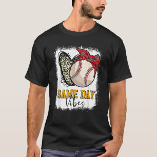 Bleken honkbalwedstrijd Vibes Leopard Heart Heart T-shirt