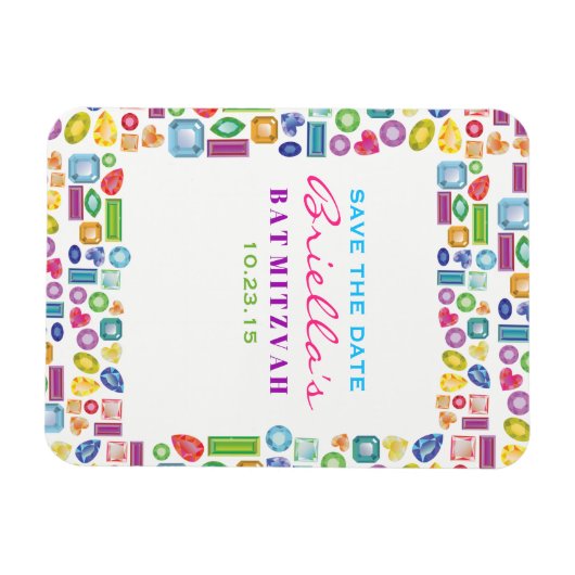 BLEMEN Gemstone Bat Mitzvah Save the Date Magneet (Horizontaal)