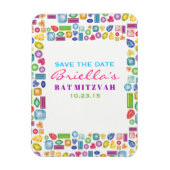 BLEMEN Gemstone Bat Mitzvah Save the Date Magneet (Verticaal)