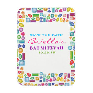 BLEMEN Gemstone Bat Mitzvah Save the Date Magneet