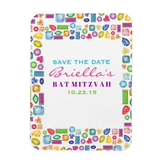 BLEMEN Gemstone Bat Mitzvah Save the Date Magneet (Verticaal)
