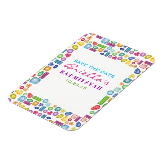 BLEMEN Gemstone Bat Mitzvah Save the Date Magneet (Linkerzijde)