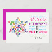 BLEMEN Gemstone Bat Mitzvah Uitnodiging (Voorkant / Achterkant)