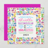 BLEMEN Gemstone Bat Mitzvah Uitnodiging (Voorkant / Achterkant)