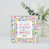 BLEMEN Gemstone Bat Mitzvah Uitnodiging (Staand voorkant)