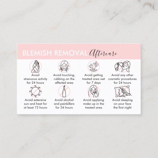 Blemish Removal aftercare Visitekaartje (Achterkant)