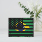 Blend van de Amerikaanse en Braziliaanse vlaggen,  Briefkaart (Staand voorkant)