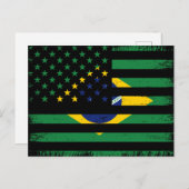 Blend van de Amerikaanse en Braziliaanse vlaggen,  Briefkaart (Voorkant / Achterkant)