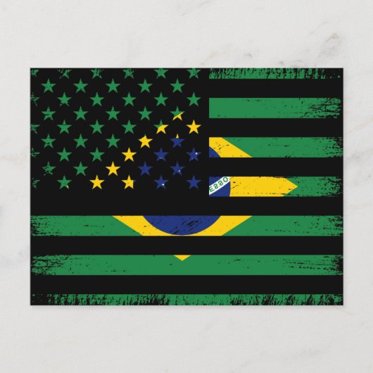 Blend van de Amerikaanse en Braziliaanse vlaggen,  Briefkaart (Voorkant)