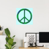 Blended Blue en Green Peace Sign Posters (Thuiskantoor)