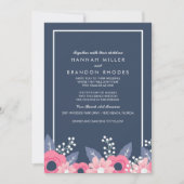 Blended families Brilliant Blue Floral Wedding Kaart (Voorkant)