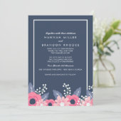 Blended families Brilliant Blue Floral Wedding Kaart (Staand voorkant)