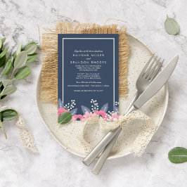 Blended families Brilliant Blue Floral Wedding Kaart
