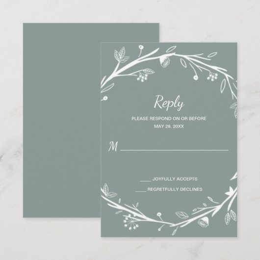 Blended Families Groene Krans Trouwen RSVP (Voorkant / Achterkant)