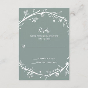 Blended Families Groene Krans Trouwen RSVP Kaartje
