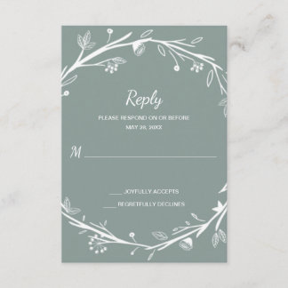 Blended Families Groene Krans Trouwen RSVP Kaartje