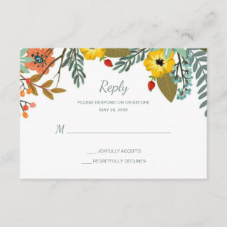 Blended Families Tuin Bloemen Huwelijk RSVP Kaartje