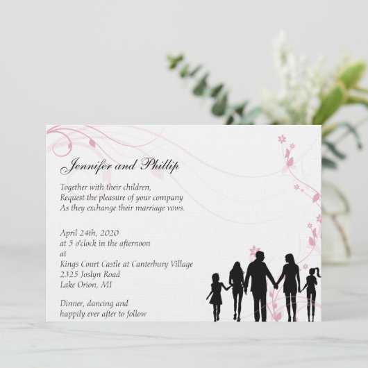 Blended Family bruiloft uitnodiging (Staand voorkant)