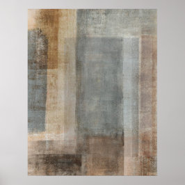 "Blended" grijs en beige Abstract kunstPoster Poster