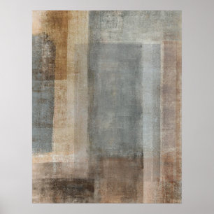 "Blended" grijs en beige Abstract kunstPoster Poster