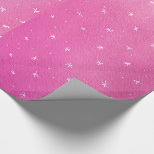 Blended Pink met White Stars Wrapping Paper Cadeaupapier (Hoek)