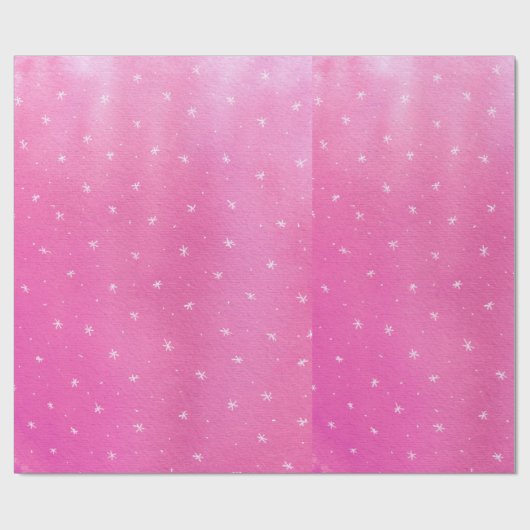 Blended Pink met White Stars Wrapping Paper Cadeaupapier (Vlak)
