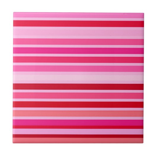 Blended Stripes, Fuchsia, Maroon en Roze Keramiek Tegeltje (Voorkant)