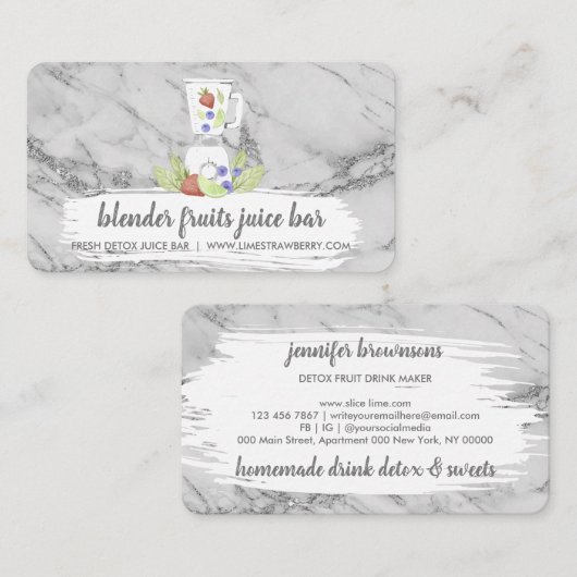 Blender Fruits Mixed drink fresh juice marble Visitekaartje (Voorkant / Achterkant)