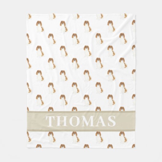 Blenheim Cav King Charles Spaniel Roze & Wit Fleece Deken (Voorkant)