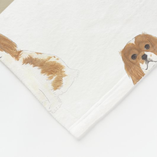 Blenheim Cav King Charles Spaniel Roze & Wit Fleece Deken (Hoek)