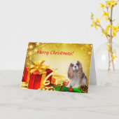 Blenheim Cavalier Christmas Kaart (Gele Bloem)