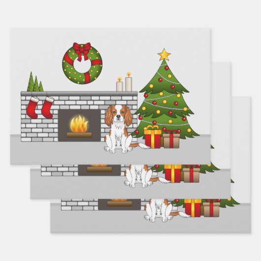 Blenheim Cavalier Dog in een feestelijke kerstzaal Inpakpapier Vel (Set)