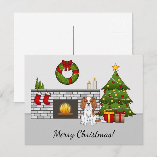 Blenheim Cavalier Dog in een kerstzaal Briefkaart (Voorkant / Achterkant)