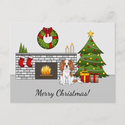 Blenheim Cavalier Dog in een kerstzaal Briefkaart (Voorkant)