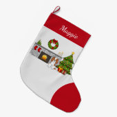 Blenheim Cavalier Dog in een kerstzaal Grote Kerstsok (Voorkant (Hangend))
