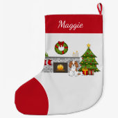 Blenheim Cavalier Dog in een kerstzaal Grote Kerstsok (Achterkant)