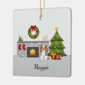 Blenheim Cavalier Dog in een kerstzaal Keramisch Ornament (Links)