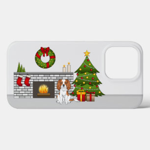 Blenheim Cavalier hond in een feestelijke kerstkam Case-Mate iPhone Case