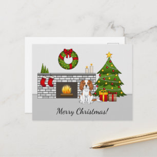 Blenheim Cavalier-hond in een kerstkamer & tekst Briefkaart